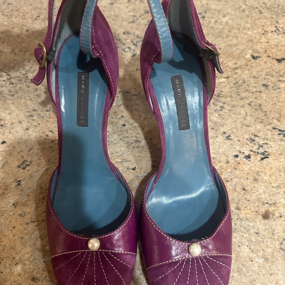 Marc Jacobs Purple Closed Toed Pumps with Ankle Strap Size 10 - Picture 5 of 7